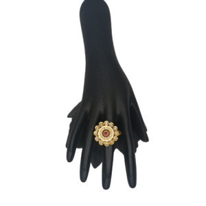Elegantt Kundan & Meenakari Floral Ring