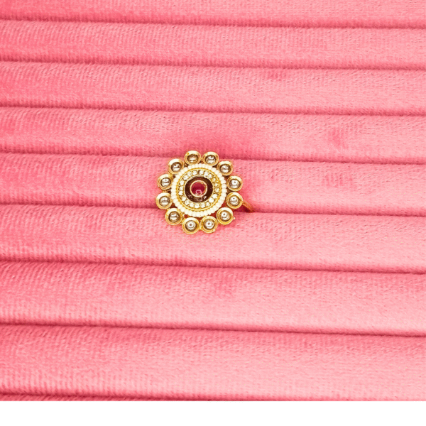 Elegantt Kundan & Meenakari Floral Ring - Image 2