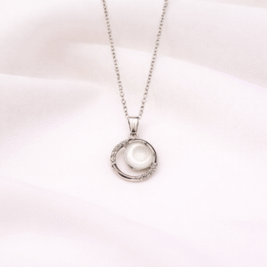 Silver Halo Pearl Pendant Necklace