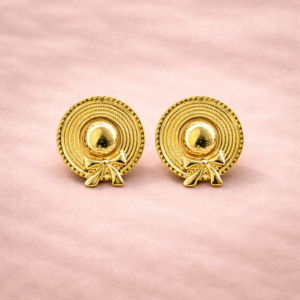 Gold Coin Bow Stud Earrings