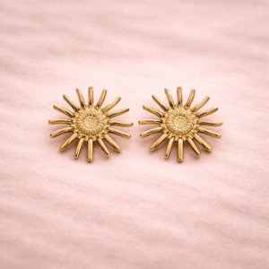 Gold Sunburst Stud Earrings