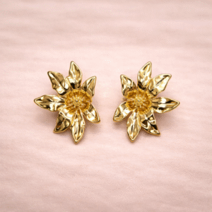Gold Bloom Floral Stud Earrings