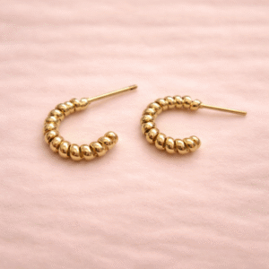Gold Beaded Hoop Earrings
