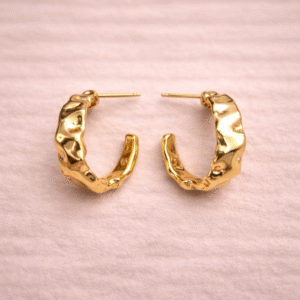 Gold Hammered Chunky Hoop Earrings