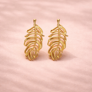 Gold Leaf Statement Stud Earrings