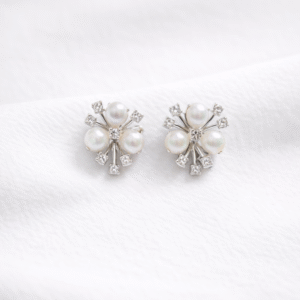 Silver Pearl Burst Stud Earrings