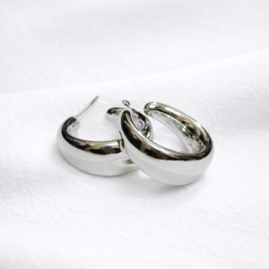 Silver Glossy Chunky Hoop Earrings