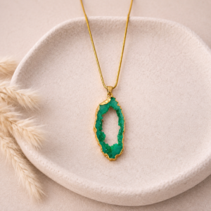 Emerald Crystal Geode Pendant Necklace