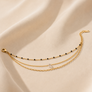 Golden Triple Layer Charm Bracelet