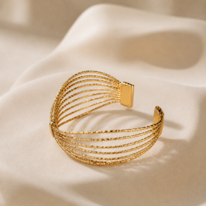 Golden Radiance Layered Cuff Bracelet