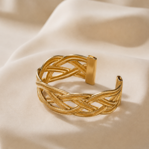 Golden Intertwined Luxe Cuff Bracelet