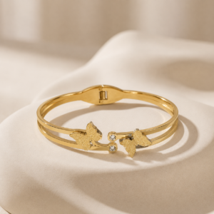Golden Butterfly Charm Bangle Bracelet