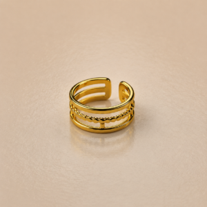 Golden Ripple Layer Ring