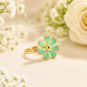 Mint Bloom Floral Statement Ring